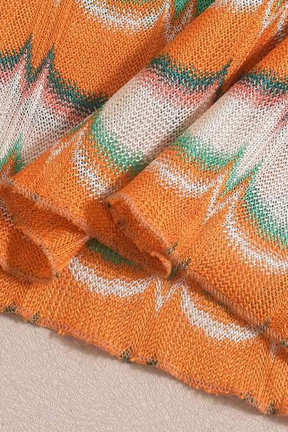 Multicolor Wave Striped Long Sleeve Mini Skirt Set