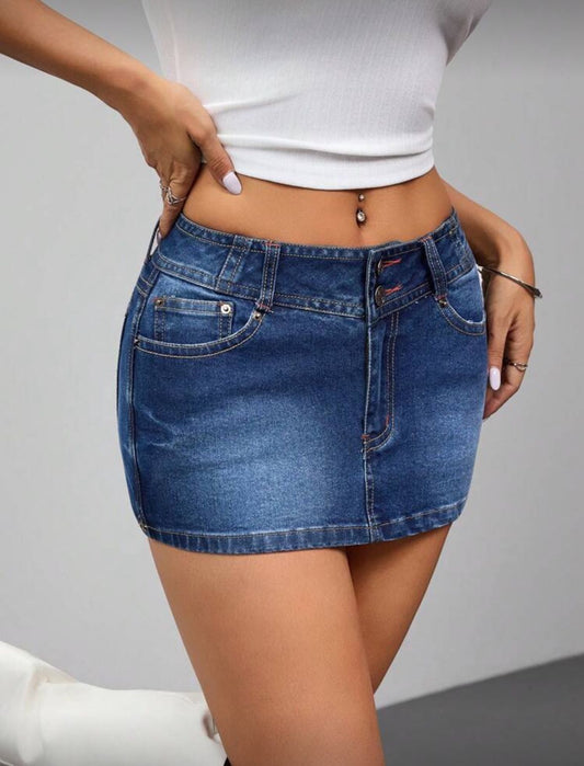 Women's Denim Mini Skirt Low Rise