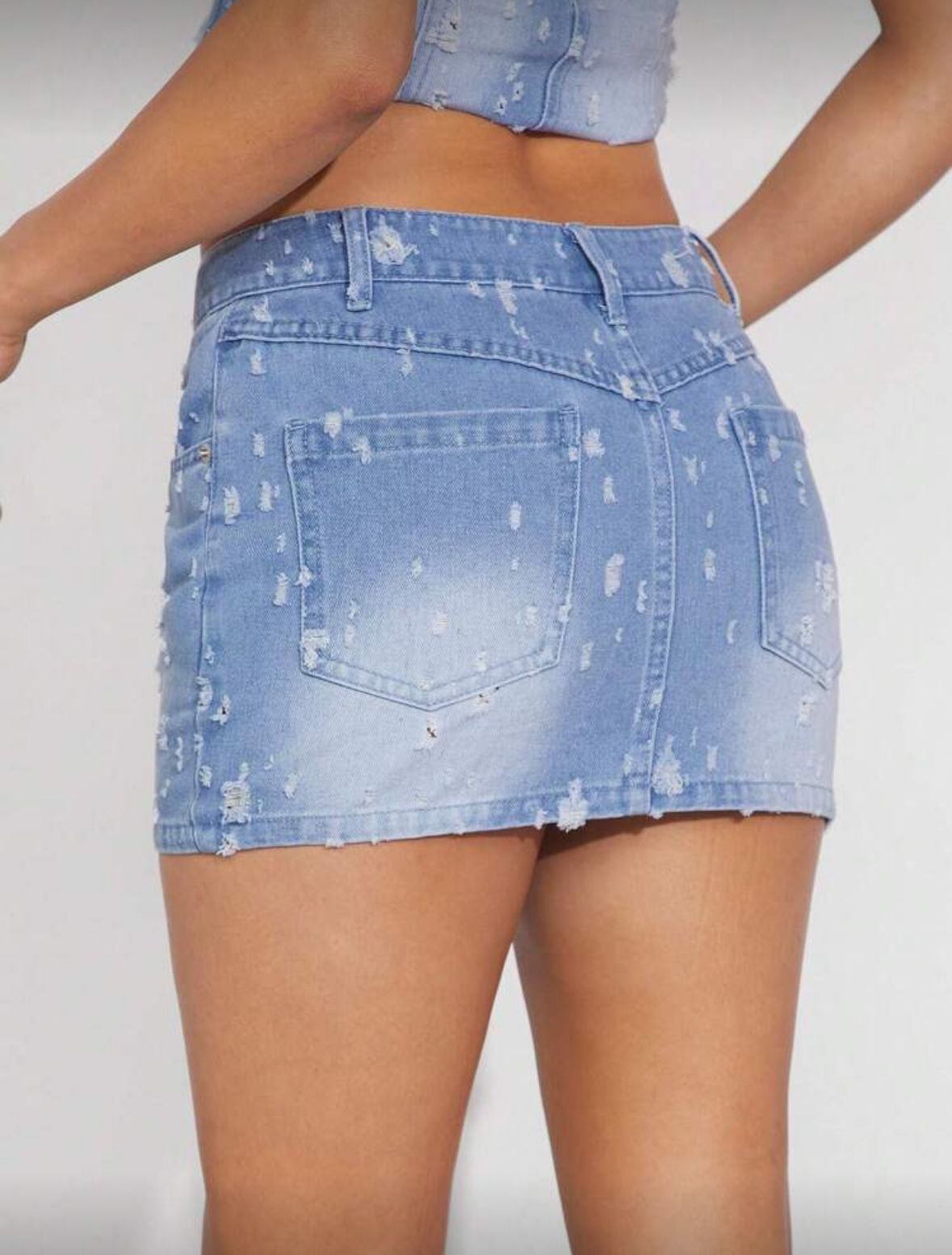 Street Fashion Distressed Denim Mini Skirt