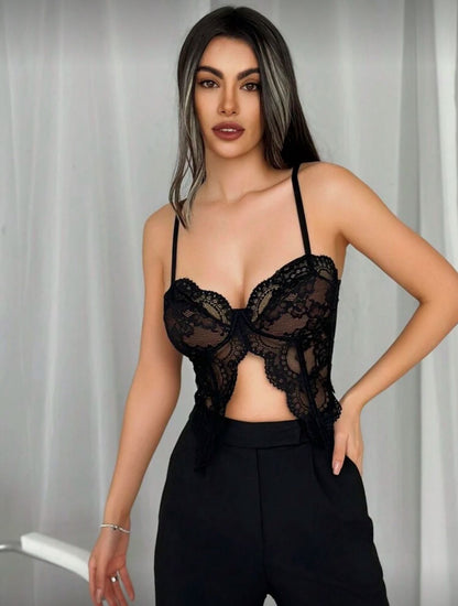 Summer Lace Cami Top See Through Vest Top