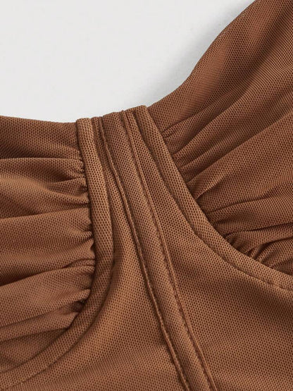 Mesh Tank Top Open Back with Drawstring